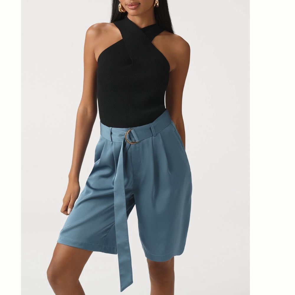 Nwt Anthropologie Teal Belted pleated Shorts